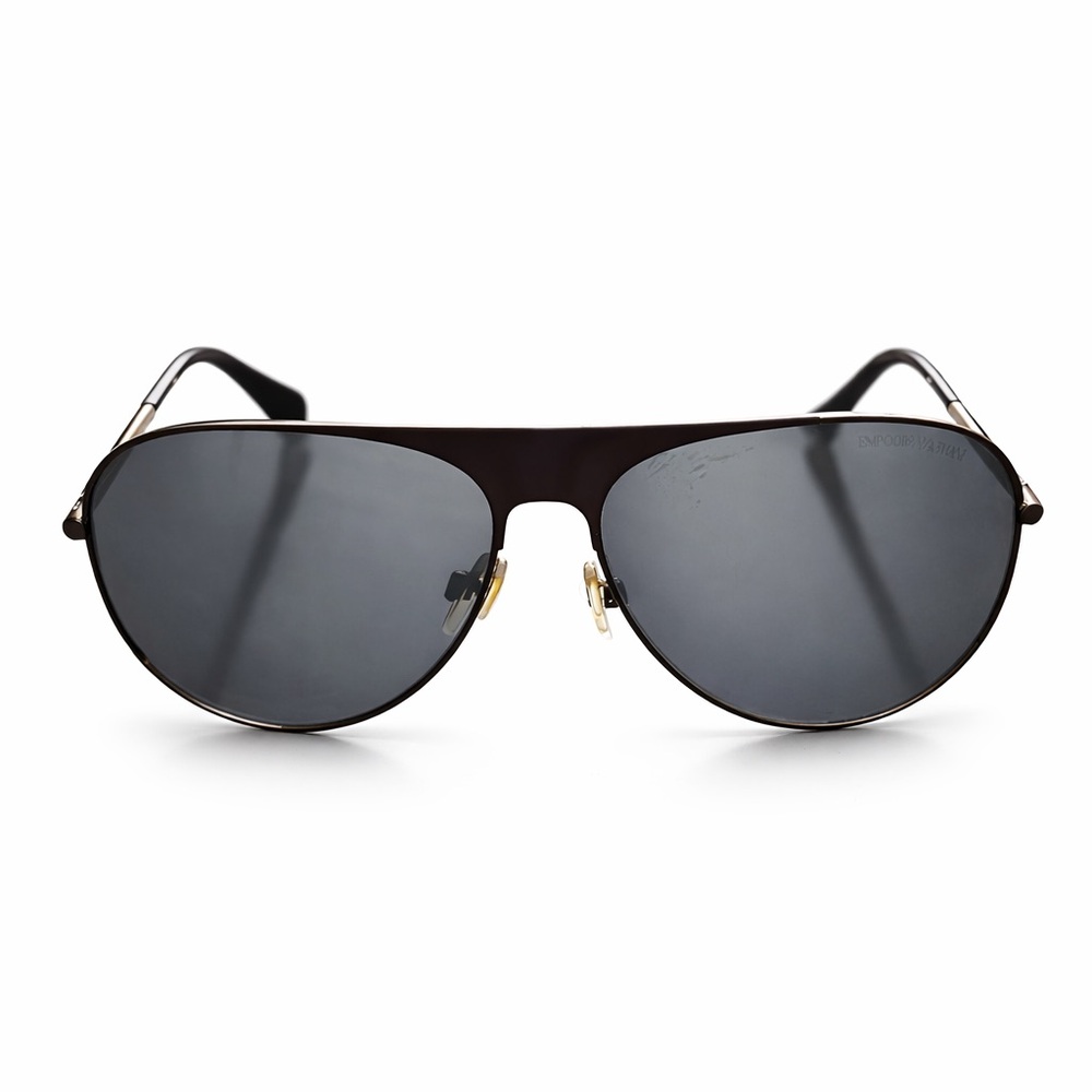 Emporio Armani Aviator Sunglasses Black Metal Frame Classic Luxury